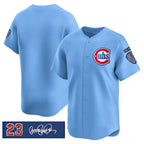 Chicago Cubs Blank Blue AmberGomez 'Ryne Sandberg Tribute' Vapor Limited V3 Stitched Jersey