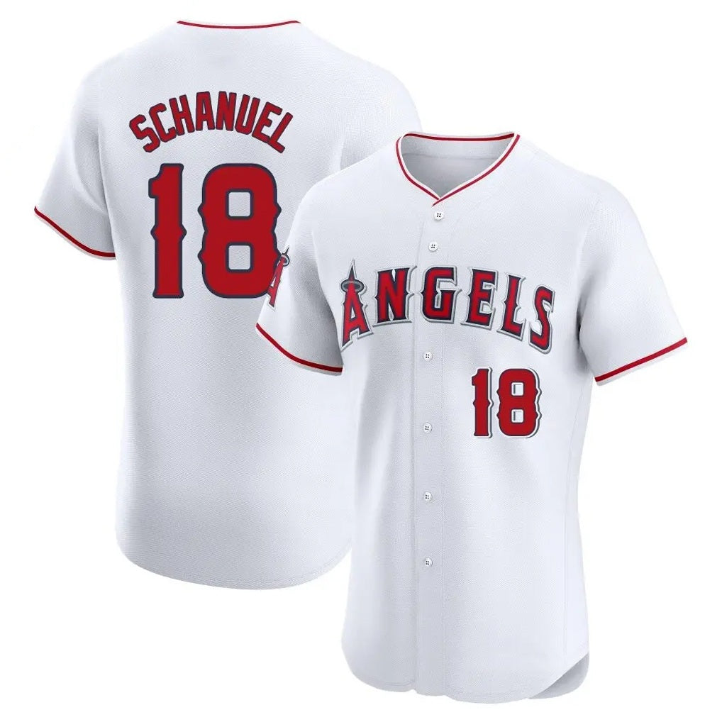 Los Angeles Angels #18 Nolan Schanuel Player White AmberGomez Limited Elite Stitched Home Jerseys