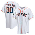 Houston Astros #30 Kyle Tucker White AmberGomez 2022 World Series Home Stitched Jersey