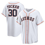 Houston Astros #30 Kyle Tucker White AmberGomez 2022 World Series Home Stitched Jersey