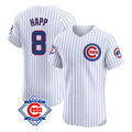 Chicago Cubs #8 Ian Happ Player White AmberGomez 150th Anniversary Limited Elite Home Game Stitched Jerseys