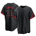 Cincinnati Reds #30 Ken Griffey Player Black AmberGomez City Connect Limited Elite Home Stitched Jerseys