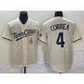Minnesota Twins #4 Carlos Correa Number Cream AmberGomez 2022 City Connect Cool Base Stitched Jersey