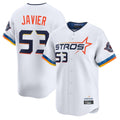 Houston Astros #53 Cristian Javier Player White AmberGomez City Connect Limited Home Stitched Jerseys