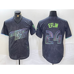 Tampa Bay Rays #24 Zach Eflin Charcoal AmberGomez 2024 City Connect Limited Cool Base Jersey