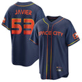 Houston Astros #53 Cristian Javier Player Navy AmberGomez City Connect Home Game Stitched Jerseys