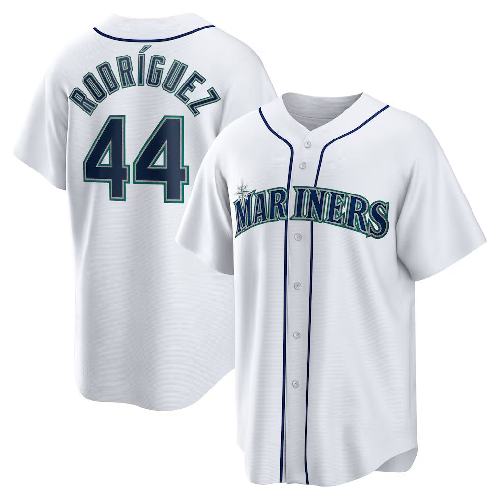 Seattle Mariners #44 Julio Rodriguez White AmberGomez Home Replica Player Jersey