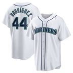 Seattle Mariners #44 Julio Rodriguez White AmberGomez Home Replica Player Jersey