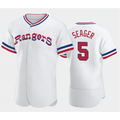 Texas Rangers #5 Corey Seager White AmberGomez Throwback Stitched Flex Base Jersey