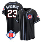 Chicago Cubs #23 Ryne Sandberg Player Black AmberGomez Fashion Out 150th Anniversary Game Stitched Jerseys