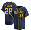 Milwaukee Brewers #28 Andrew Vaughn Navy AmberGomez Alternate Limited Stitched Jersey