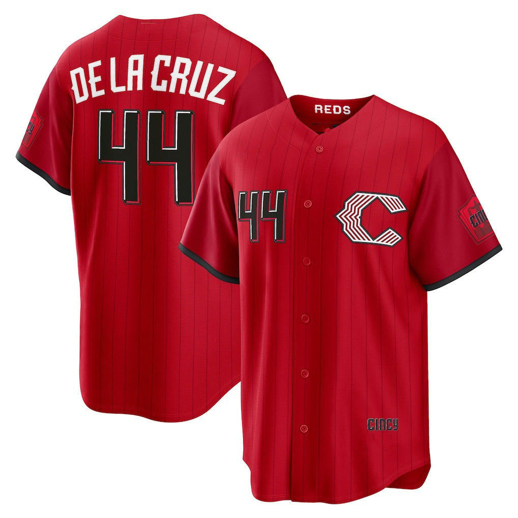 Cincinnati Reds #44 Elly De La Cruz Red AmberGomez 2026 City Connect Stadium Jersey