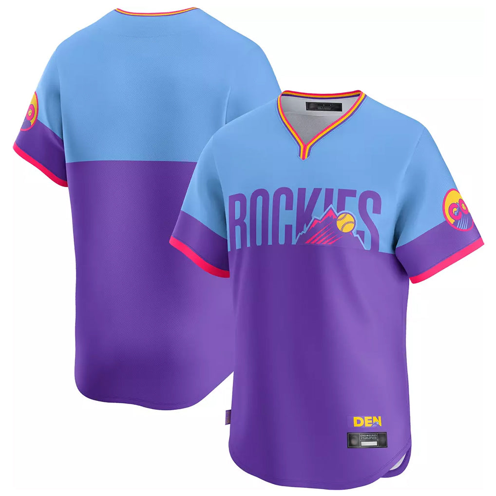 Colorado Rockies Blank Player Purple-Light Blue AmberGomez City Connect Limited Home T-shirt Stitched Jerseys