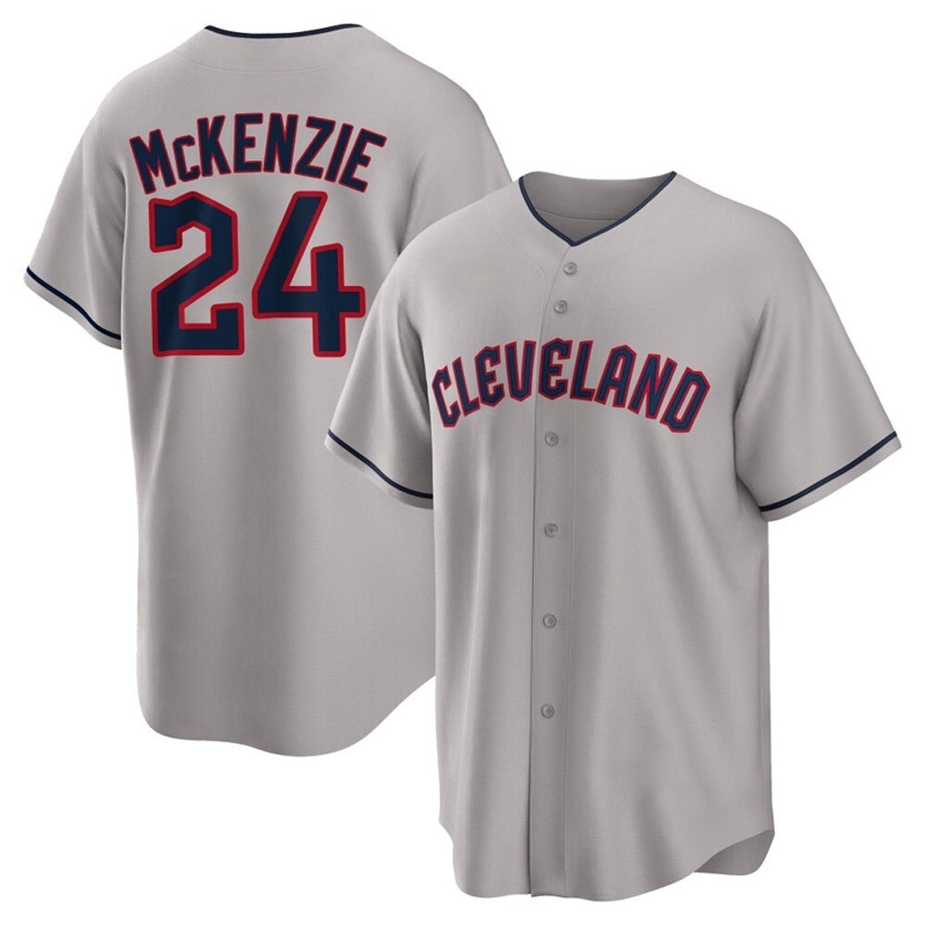 Cleveland Guardians #24 Triston McKenzie Player Gray AmberGomez Game Home Stitched Jerseys