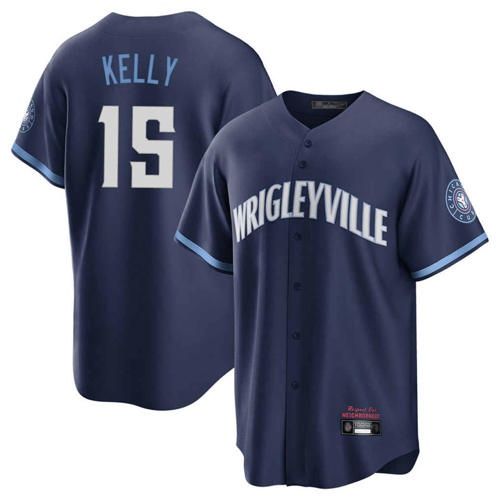 Chicago Cubs #15 Carson Kelly Player Navy AmberGomez City Connect Home Game Stitched Jerseys