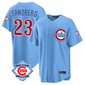 Chicago Cubs #23 Ryne Sandberg Player Light Blue AmberGomez 150th Anniversary Home Game Stitched Jerseys