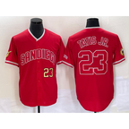 San Diego Padres #23 Fernando Tatis Jr Number Red AmberGomez NEW 2023 Cool Base Stitched Jersey