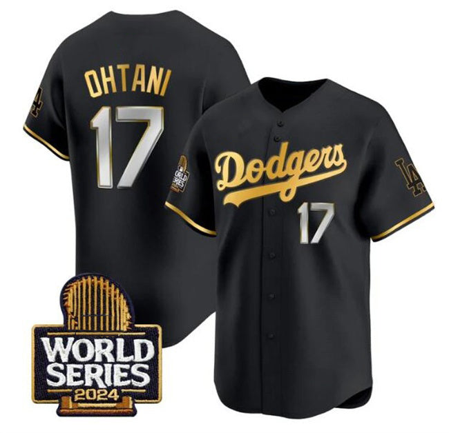 Los Angeles Dodgers #17 Shohei Ohtani Black Gold AmberGomez 2024 World Series Limited Stitched Jersey
