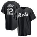 New York Mets #12 Francisco Lindor Black AmberGomez Lights Out Limited Stitched Jersey