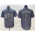 New York Mets #12 Francisco Lindor Number Grey AmberGomez 2024 City Connect Cool Base Stitched Jersey 2