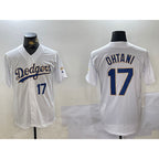Los Angeles Dodgers #17 Shohei Ohtani Number White Gold AmberGomez Championship Stitched Cool Base Jerseys