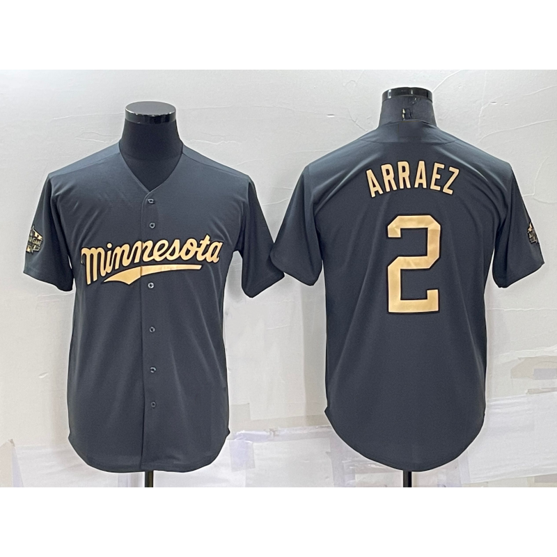 Minnesota Twins #2 Luis Arraez Charcoal AmberGomez 2022 All-Star Cool Base Stitched Jersey