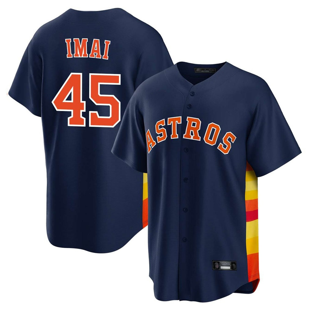 Houston Astros #45 Tatsuya Imai Player Navy AmberGomez Home Game Stitched Jerseys