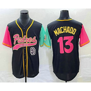 San Diego Padres #13 Manny Machado Black AmberGomez NEW 2023 City Connect Cool Base Stitched Jersey 2