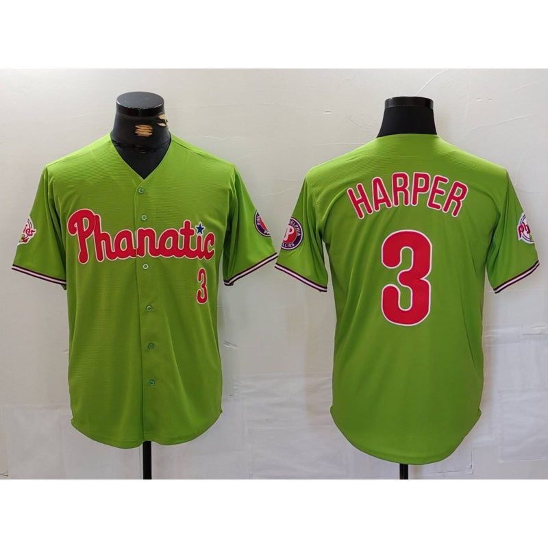 Philadelphia Phillies #3 Bryce Harper Green AmberGomez Stitched Cool Base Jersey