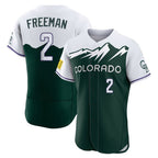 Colorado Rockies #2 Tyler Freeman Player Green AmberGomez City Connect Limited Elite Home Stitched Jerseys