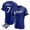 Los Angeles Dodgers #7 Blake Snell Player Royal AmberGomez City Connect Elite World Series Home Stitched Jerseys