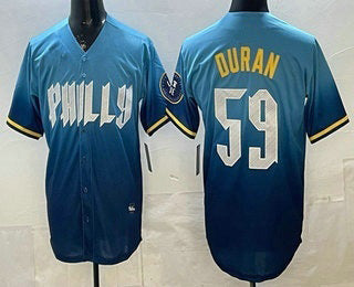 Philadelphia Phillies #59 Jhoan Duran Blue AmberGomez 2024 City Cool Base Jersey