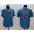 Philadelphia Phillies #7 Trea Turner Blue AmberGomez Cooperstown Throwback Cool Base Jersey