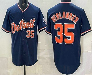 Detroit Tigers #35 Justin Verlander Navy AmberGomez Limited Jersey