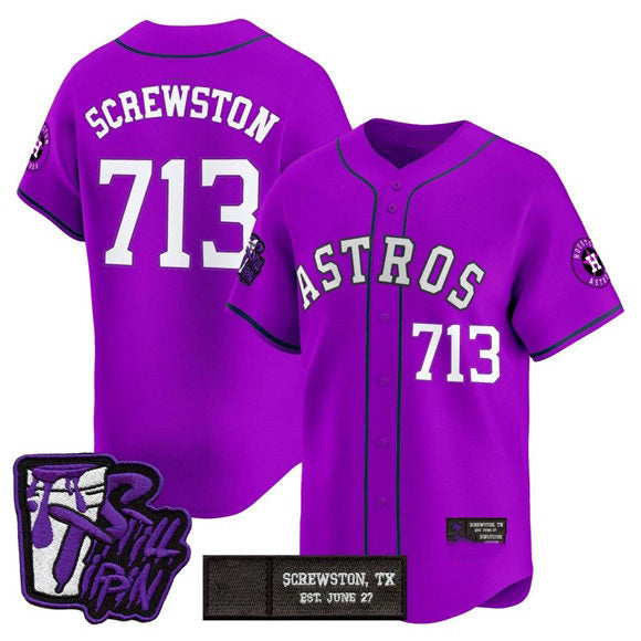 Houston Astros #713 DJ Screwston Still Tippin Purple AmberGomez Patch Vapor Limited Stitched Jersey