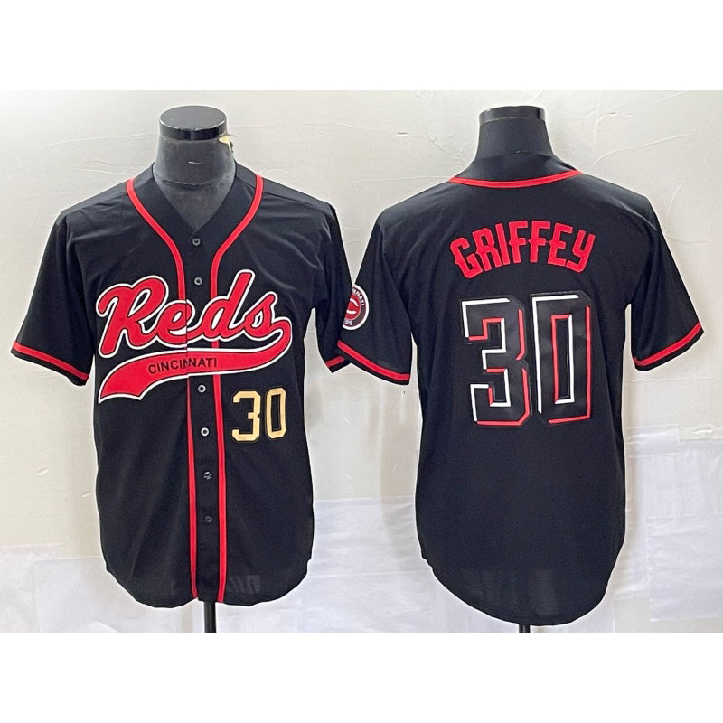 Cincinnati Reds #30 Ken Griffey Jr Number Black AmberGomez 2023 City Connect Cool Base Stitched Jerseys