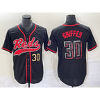 Cincinnati Reds #30 Ken Griffey Jr Number Black AmberGomez 2023 City Connect Cool Base Stitched Jerseys