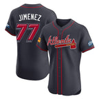 Atlanta Braves #77 Joe Jimenez Player Navy AmberGomez 2025 Speedway Classic Limited Elite Home Game Stitched Jerseys
