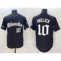 Milwaukee Brewers #10 Sal Frelick Black AmberGomez 'Gothic 414 Shadows Edition' Vapor Premier Limited Stitched Jersey