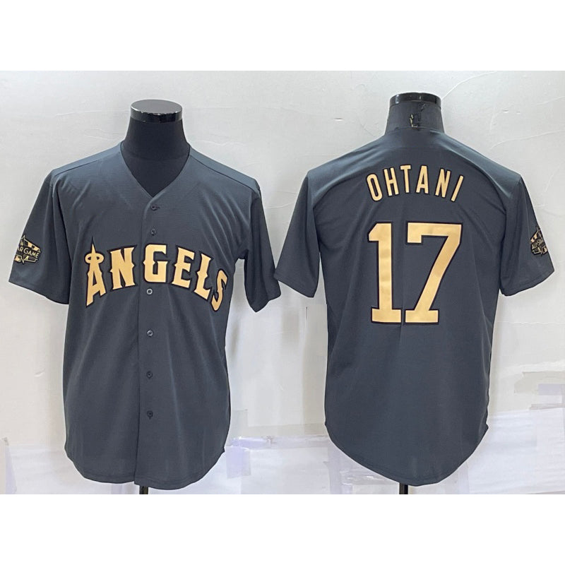Los Angeles Angels #17 Shohei Ohtani Grey AmberGomez 2022 All Star Stitched Cool Base Jersey