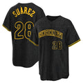Cincinnati Reds #28 Eugenio Su¨¢rez Player Black AmberGomez Snake Skin City Home Stitched Jerseys