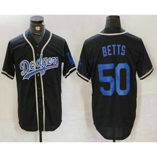 Los Angeles Dodgers #50 Mookie Betts Black AmberGomez Cool Base With Patch Stitched Jersey