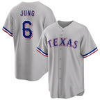 Texas Rangers #6 Josh Jung Gray AmberGomez Cool Base Stitched Jersey