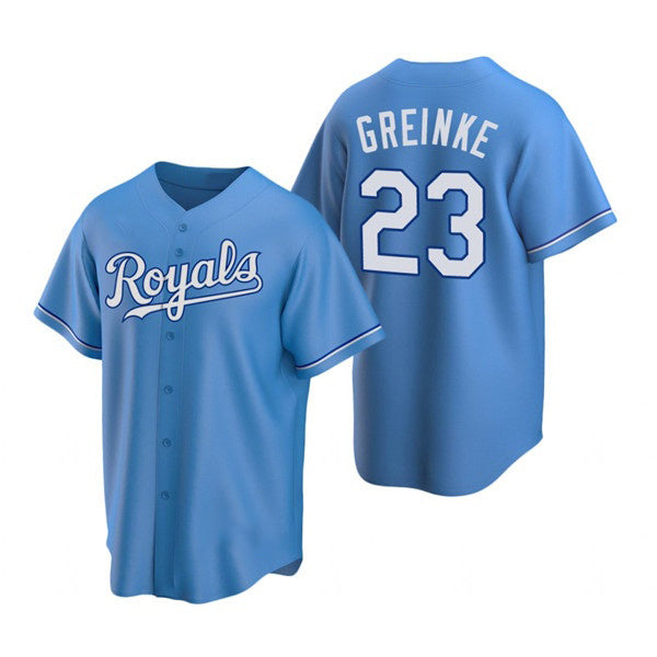 Kansas City Royals #23 Zack Greinke Light Blue AmberGomez Cool Base Stitched Jersey
