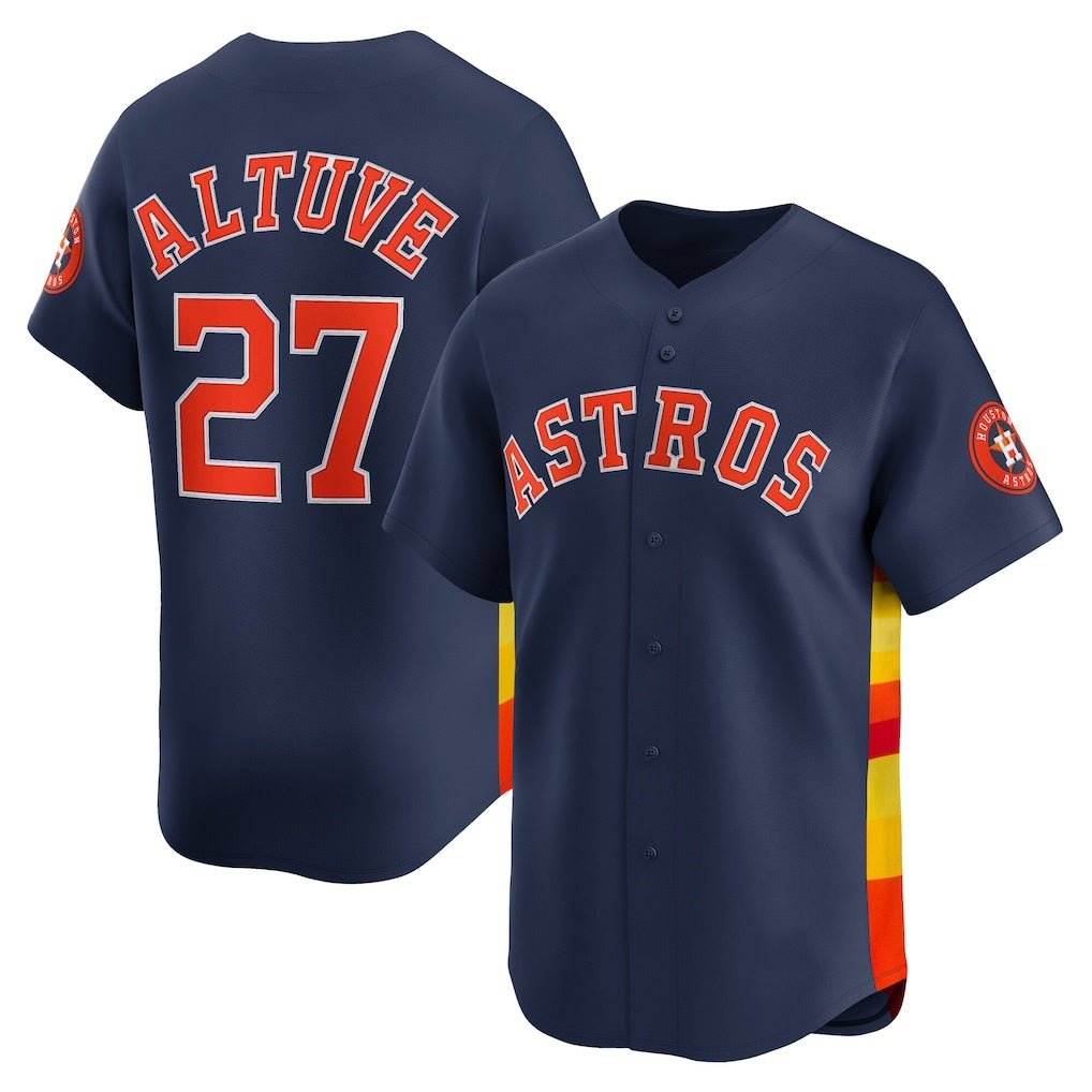 Houston Astros #27 Jose Altuve Navy AmberGomez Alternate Limited Player Jersey