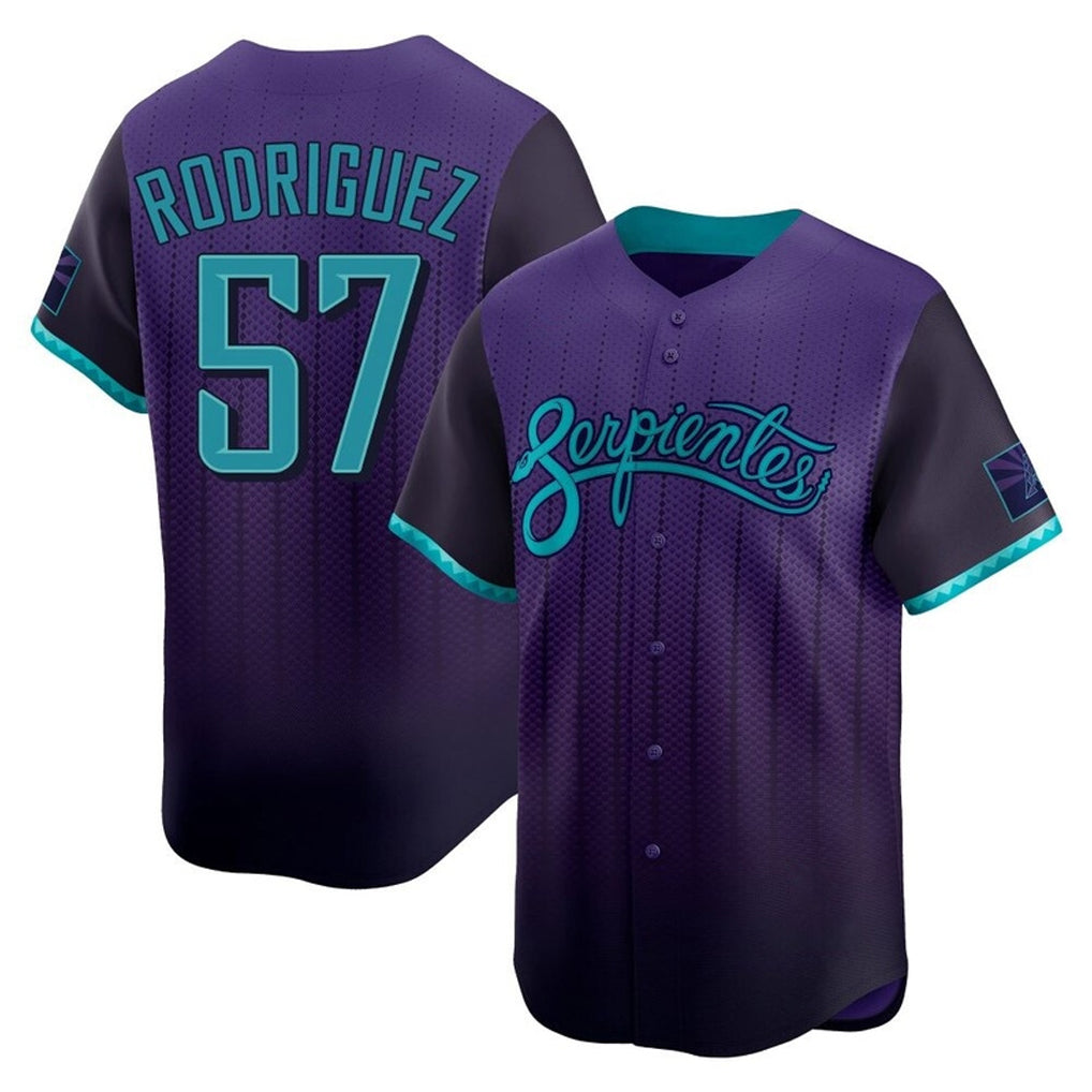 Arizona Diamondbacks #57 Eduardo Rodriguez Player Purple AmberGomez City Connect Limited Home Game Stitched Jerseys