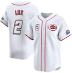 Cincinnati Reds #2 Gavin Lux White AmberGomez 2025 Speedway Classic Home Limited Stitched Jersey