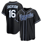 Kansas City Royals #16 Bo Jackson Player Black AmberGomez Carbon Fashion Home Game Stitched Jerseys