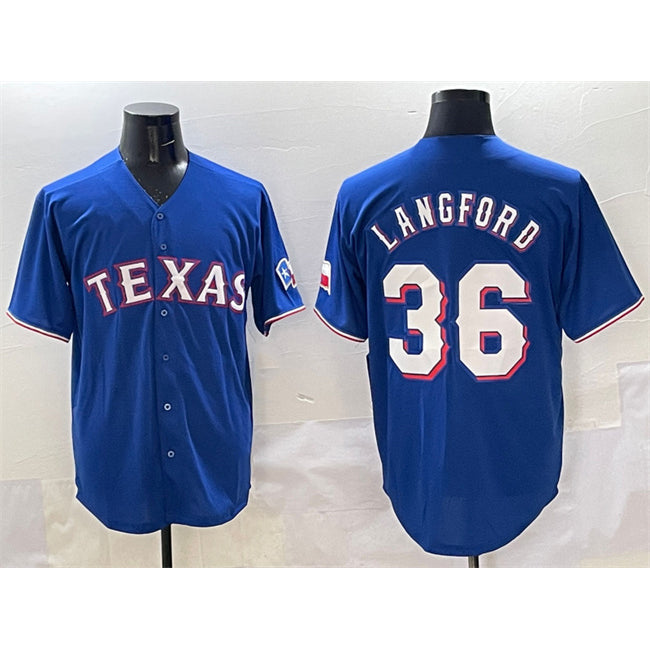Texas Rangers #36 Wyatt Langford Royal AmberGomez Cool Base Limited Stitched Jersey