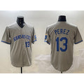 Kansas City Royals #13 Salvador Perez Gray AmberGomez 2024 Away Limited Stitched Jersey
